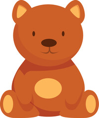 Cartoon illustration of a cute, brown teddy bear sitting contentedly, perfect for children's books or playful designs