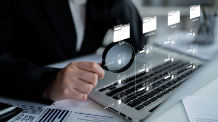 Task workflow system showing document progress through stages. Task tracking improves productivity, ensures visibility, task tracking supports planning, and task tracking manages status. Latch