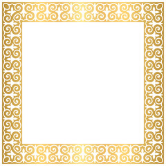 Golden Kazakh ornamental frame 1x1 S2-01