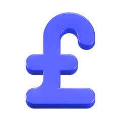 Obraz premium 3d rendering icon currency pound sterling blue color