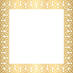 Golden Kazakh ornamental frame 1x1 S2-01