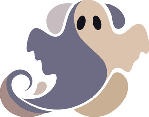 Whimsical yin yang ghost duo spooky halloween character duo abstract creative design symbolizing balance and friendship isolated on white background