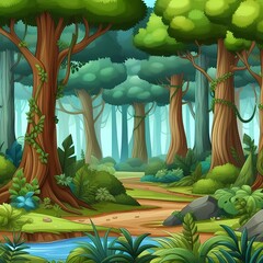 green garden with a tree