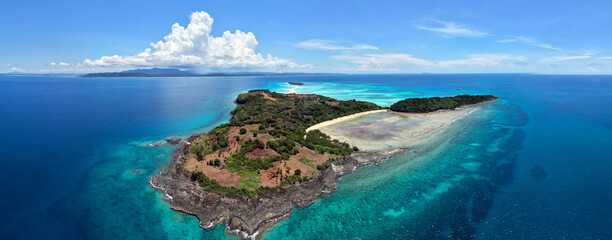 Aerial 180&deg; Panoramic View of Nosy Iranja Island, Madagascar