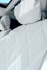 Detail view of modern car seat highlighting quality materials and design features