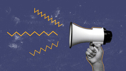 Using a megaphone to amplify a message in a creative and vibrant design