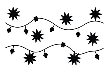 Silhouette Christmas Lights Stars and Snowflakes Pattern