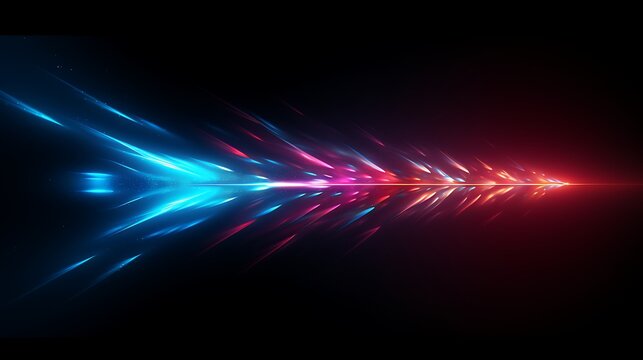 Abstract Light Streaks Dynamic Blue and Red Energy Bursting Through the Darkness