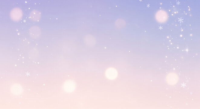 Softly falling snowflakes create a magical winter wonderland with a gentle gradient of pastel colors.