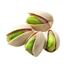 File of pistachios, isolated on white background.