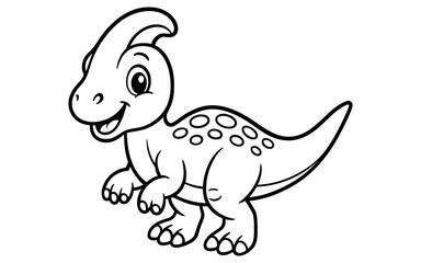 Fototapeta premium Cute dinosaur cartoon line art for kids' coloring activities
