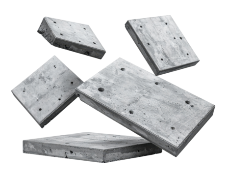 Floating Concrete Blocks with Dynamic Arrangement Against Transparent Background - Powered by Adobe