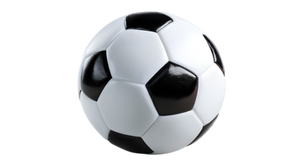 A classic black and white soccer ball isolated on a dark background
