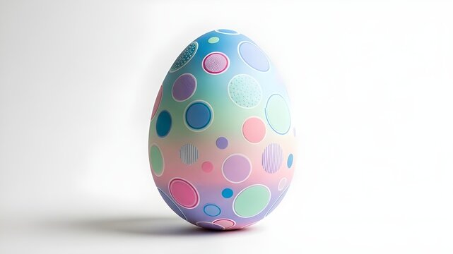 Pastel easter egg with colorful polka dots on white background for holiday season - Powered by Adobe
