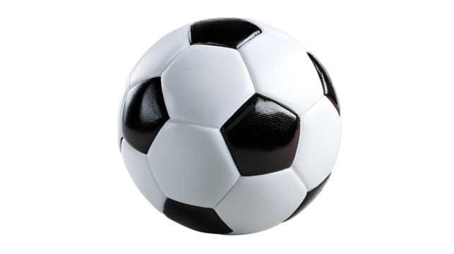 A classic black and white soccer ball isolated on a dark background