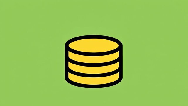 Stylized icon of a stack of gold coins or currency symbol on green background