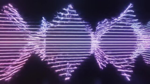 Energetic abstract background of brilliant neon parallel lines oscillating rapidly and shifting geometric patterns in a vibrant, seamless loop tech, digital design, vibrant