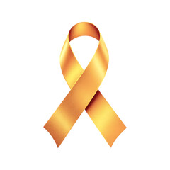 Shiny Golden Awareness Ribbon Symbolizing Support for Childhood Cancer and Other Causes, Isolated on a Transparent Background with Elegant Metallic Te