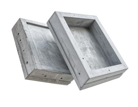 Minimalist Gray Concrete Boxes with Transparent Background for Interior Design and Decoration