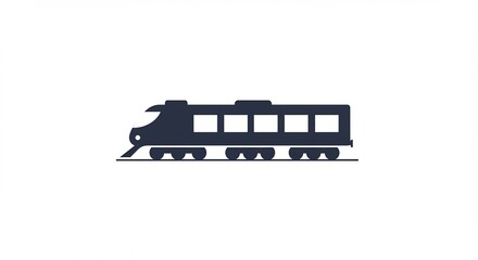 白い背景に映える黒い電車シルエットのアイコン 旅や移動の概念を象徴するミニマルでモダンなデザインイメージ. AI Generated