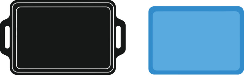 Obraz premium Two rectangular baking trays one black and one yellow are displayed