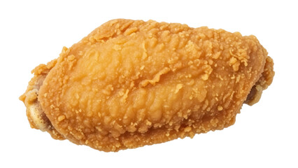 Crispy fried chicken wing isolated PNG on transparent background, delicious golden brown poultry for fast food menus and takeout