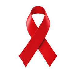 Vibrant Red Awareness Ribbon Symbolizing Global Health Support Against a Clean Transparent Background for AIDS HIV Campaigns
