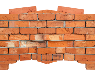 Detailed Vintage Red Brick Wall Texture with Sturdy Construction Elements on Transparent Background