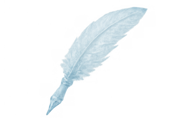 Blue watercolor quill pen for writing, calligraphy, education, and literature on a transparent background