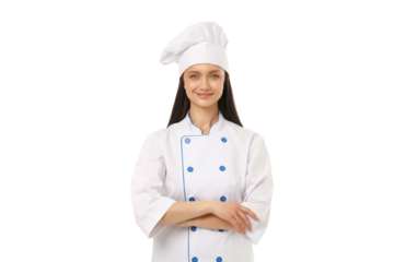 Chef is ready and confident to cook, isolated on white, PNG