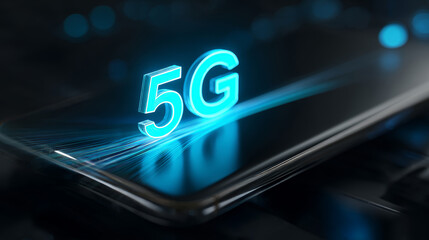 5g mobile network speed smartphone technology neon glow signal data internet wireless connection digital future fast device