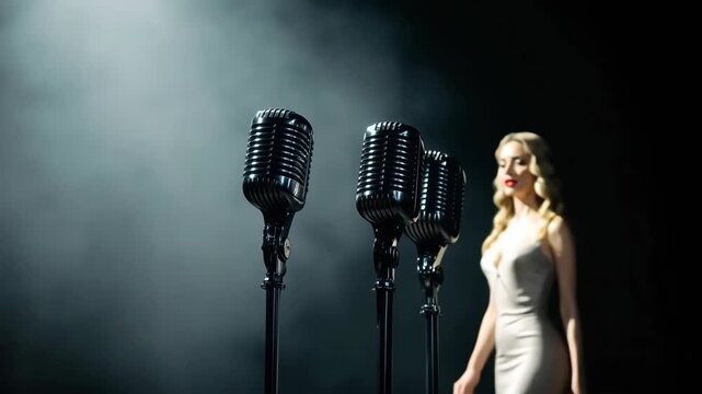 Captivating moments of live music with vintage microphones on stage