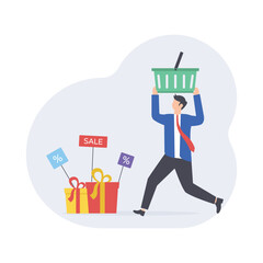 Running Shopping Vector Flat Style Icon EPS 10 File