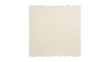 Square of handmade paper isolated PNG, light beige deckle edge paper for scrapbooking and creative projects on transparent background