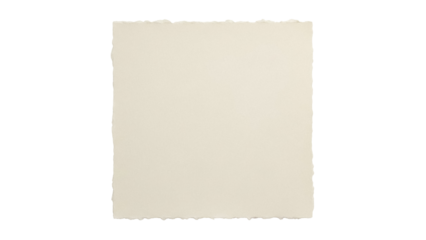 Square of handmade paper isolated PNG, light beige deckle edge paper for scrapbooking and creative projects on transparent background