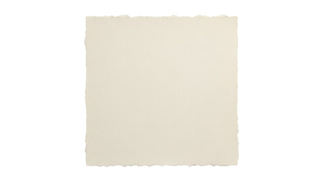 Square of handmade paper isolated PNG, light beige deckle edge paper for scrapbooking and creative projects on transparent background