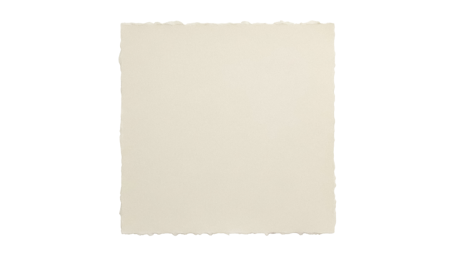 Square of handmade paper isolated PNG, light beige deckle edge paper for scrapbooking and creative projects on transparent background