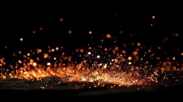 A black background with a lot of sparkles. The sparkles are orange and they are scattered all over the background