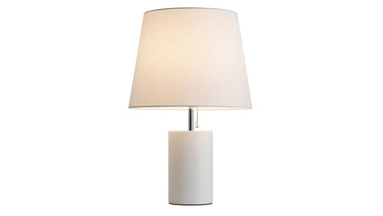 Elegant white table lamp with fabric shade isolated PNG, modern lighting fixture for bedroom or living room decor on transparent background