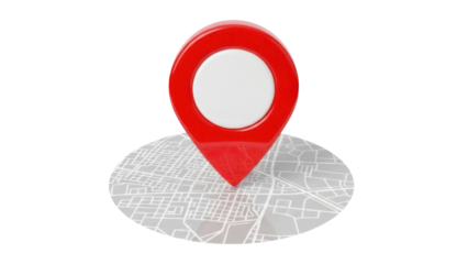 Red map pointer PNG isolated on transparent background, location pin icon for navigation and travel concepts