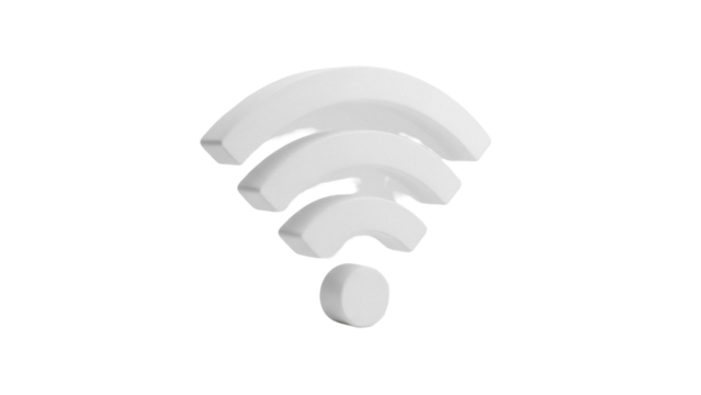 Wifi signal icon isolated PNG on transparent background, wireless connection symbol for internet access and network connectivity