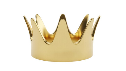 Golden crown isolated PNG on transparent background, royal symbol of power and authority for design...