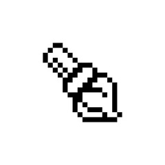 Paint brush in retro pixel art style, designed with simple 8-bit shading, for art apps, drawing tools, creative game interfaces, crafting systems, and pixel UI elements.