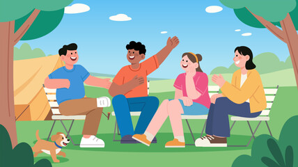 A group of friends enjoying a camping trip together.