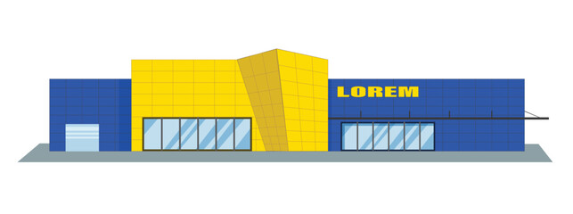 icon logo sign building art design vector urban city 3d template front view buy blue yellow isolated store shop