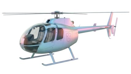 Silver police helicopter PNG isolated on transparent background, air transport for law enforcement and emergency services