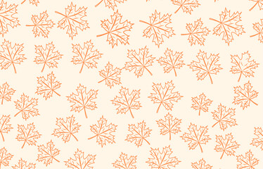 Seamless Autumn (Fall) Maple Leaf Pattern Background, Nature Foliage (Botanical) Vector Illustration, Perfect for Wallpaper, Fabric, Textile, or Wrapping Paper Print