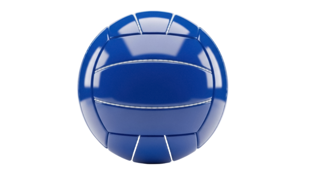 Blue volleyball isolated PNG on transparent background, sports equipment for training and competition, team sport, recreation and exercise