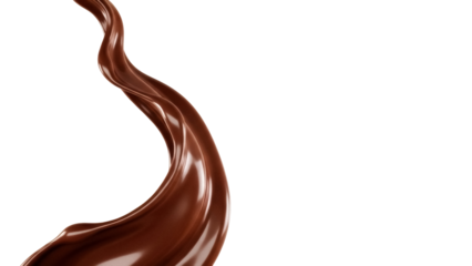 Delicious chocolate swirl isolated PNG on transparent background, rich brown liquid dessert element for food and beverage design projects