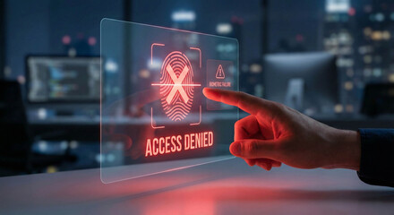 Show thinking
Computer virus alert sign displayed on a blue digital screen representing internet technology and data network security concept